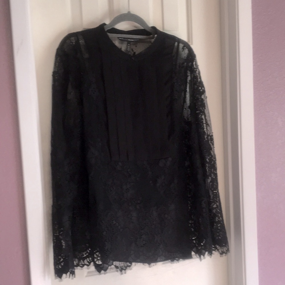 Black Lace Blouse with attached camisole